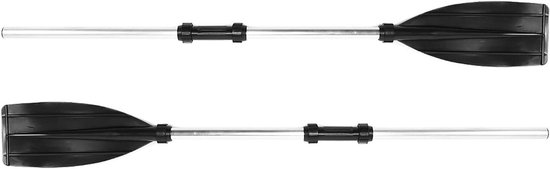 Roeispanen Set - Afneembare Peddels - Watersport Avontuur - Versterkte Aluminiumlegering - 125 Cm - Zwart Zilver