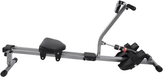 Stalen Roeimachine - Cardio Trainer - Full Body Workout - 12 Weerstandsniveaus - 102 x 35 x 22 cm - Grijs