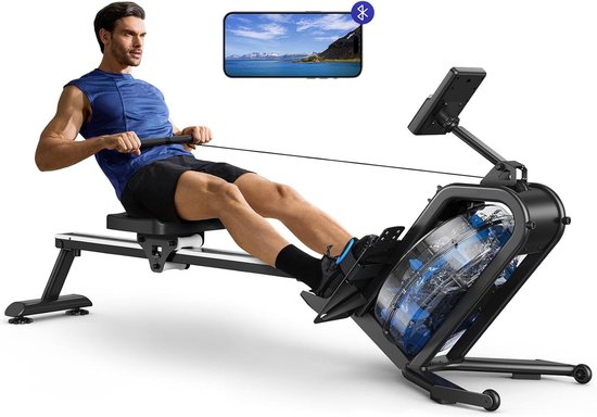 Waterroeimachine - Roeiapparaat Fitness - Thuis Trainen - 45 Graden Kantelontwerp - 108 x 46 x 38 CM - Zwart