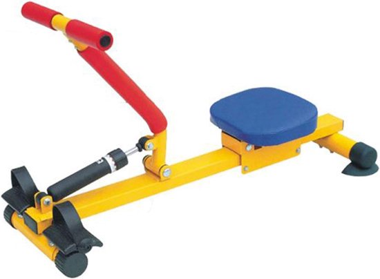 Roeitrainer Kinderen - Fitnessapparaat Kinderen - Spierontwikkeling Kinderen - Hydraulische Weerstand - 90 cm Hoog - Geel