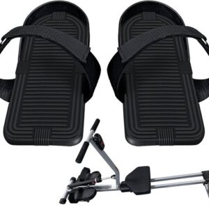 Roeimachine Pedalen - Voetsteunen Trainer - Thuis Fitness - Verstelbare Riemen - 14 mm Diameter - Zwart