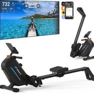 MERACH Roeimachine voor thuis - Inklapbaar Roeitrainer met 16 weerstandsniveaus - Bluetooth-verbinding - Compatibel met Kinomap - Tablet- en flessenhouder - LCD-display - Stille werking - Snelle montage - Ruimtebesparend - Belastbaar tot 158 kg
