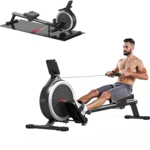Noventra roeimachine-loopband-roeitrainer-fitness-163x67x49 cm -16 niveau's-max 150 KG-staal-zilver/zwart-