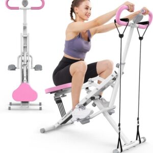 Squat Roeimachine - Fitnessapparaat - Thuistrainingen - Verstelbare Weerstand - Opvouwbaar Ontwerp - Roze