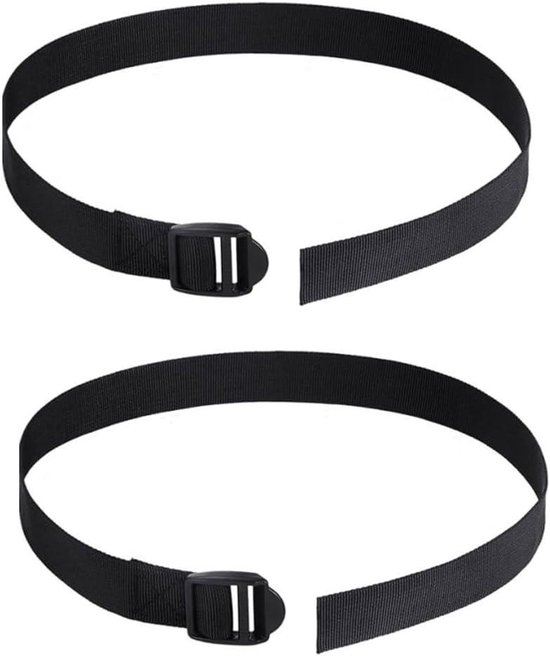 Roeiriemen Set - Voetriemen Fitness - Roeitraining - Verstelbaar Nylon - 2 Stuks - Zwart