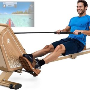 JCP® Roeimachine - Roeimachine Inklapbaar - Roeiapparaat voor Thuis - Roeimachine met App - Bruin - 150cm x 54cm x 45cm