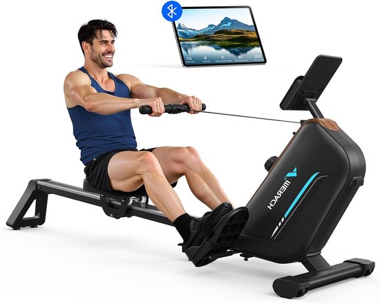 Roeitrainer - Fitnessapparaat - Thuis sporten - 16 weerstandsniveaus - 187x75x47 cm - Zwart