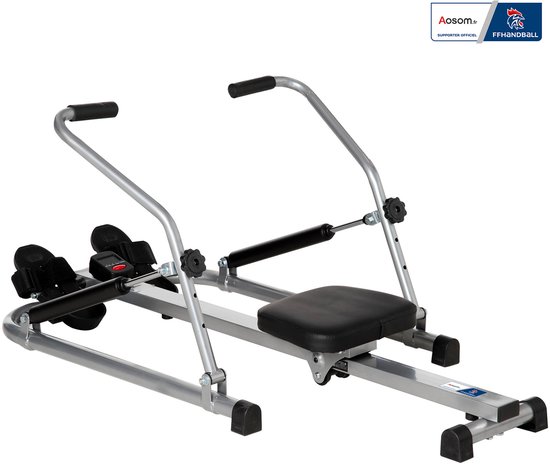 HOMCOM Roeitrainer - Staal - 129x70x70cm - Zwart, Grijs