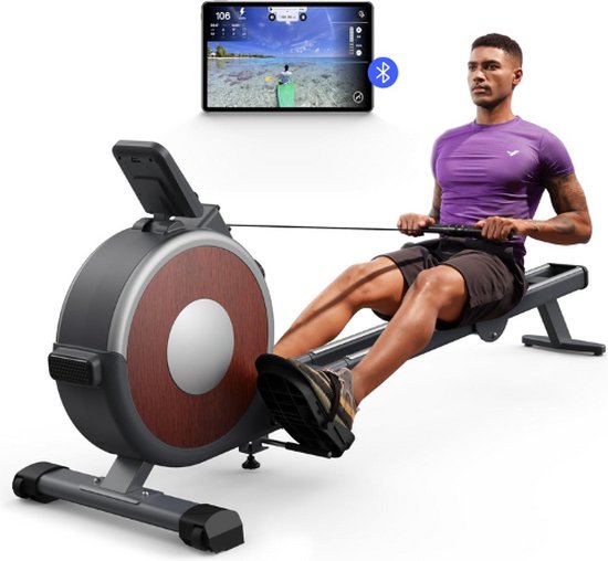 Roeimachine - Roeiapparaat - Roeitrainers - Hometrainer - Hometrainers Fitness - Hometrainer Fitness - Roeimachine Inklapbaar - Hometrainer Opvouwbaar - Hometrainer Inklapbaar - Roeimachine Inklapbaar - 16 Weerstandsniveaus - Met Bluetooth