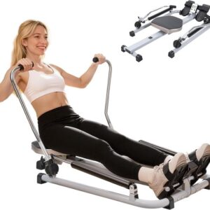 Roeitrainer voor thuis - Cardio fitness - Krachtige training - Verstelbare weerstand - 100 lbs spanning - Zwart