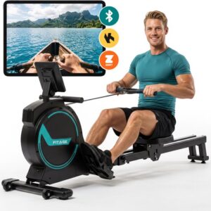 FITAGE Roeitrainer - Roeimachine met Trainingsprogrammas & App - Inklapbaar Roeiapparaat met 16 Weerstandniveaus - Roeitrainers