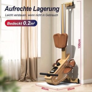 Roeitrainer – Roeimachine – Roeiapparaat – Fitnessapparaat – Indoor Rowing – 16 Weerstandsniveaus – Max. 150 kg – Draadloze Monitor – Verticale Opslag