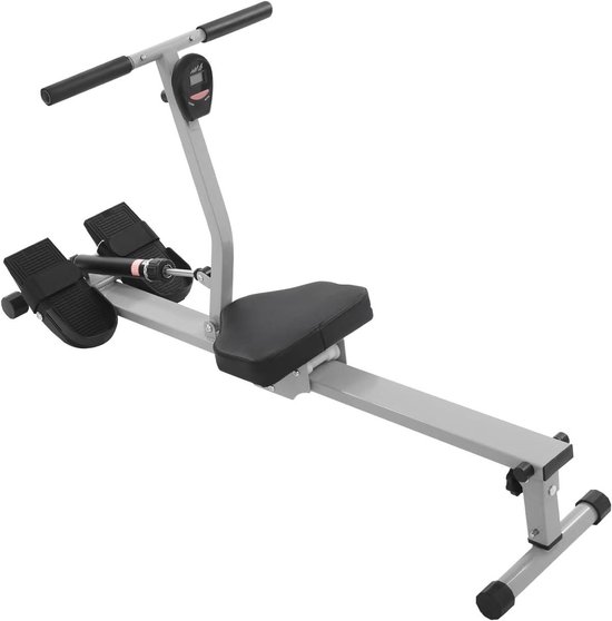 Roeitoestel - Roeitrainer Trainingsapparaat - Full Body Workout - 12 Weerstandsniveaus - 125 cm Lengte - Zwart Grijs