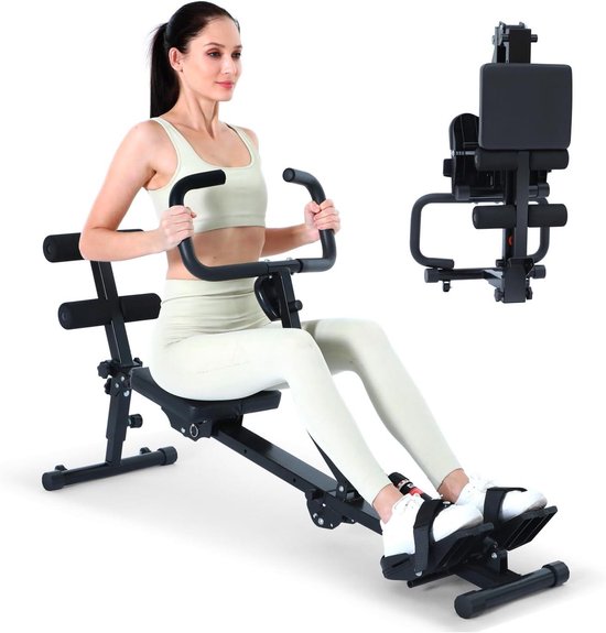Roeitrainer voor thuis - Roeiapparaat fitness - Full body training - 12 weerstandsniveaus - 137 x 40 x 67 cm