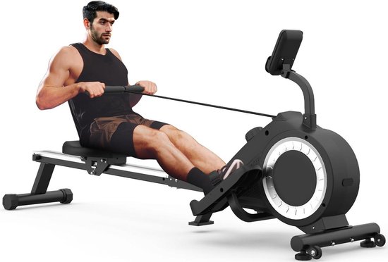 Roeitoestel voor thuis - Indoor roeimachine - Full-body training - 16-traps magneetweerstand - 170 x 40 x 70 cm - Donkergrijs