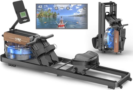Opvouwbaar Waterroeitoestel voor Thuis met Bluetooth Monitor en Verstelbare Tablethouder - 160 kg Capaciteit