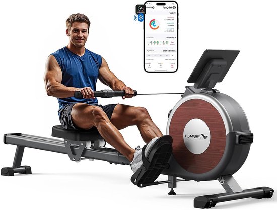 Roeitoestel voor Thuis - Magnetisch Fitnessapparaat - Volledige Lichaamstraining - 16 Weerstandsniveaus - 150 kg Belastbaar - Wit