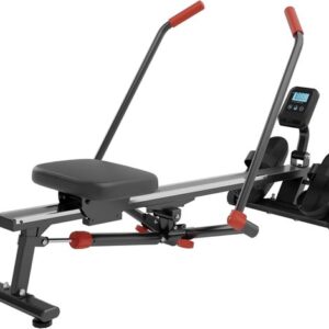 Opvouwbare Roeimachine - Compacte Trainer - Full Body Workout - 12 Weerstandsniveaus - Tot 110 kg - Zwart/Rood