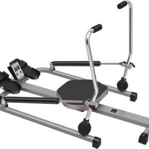Roeiapparaat LCD - Thuis Trainingsapparaat - Effectieve Conditietraining - Hydraulische Weerstand - 115 x 130 cm - Zilver zwart
