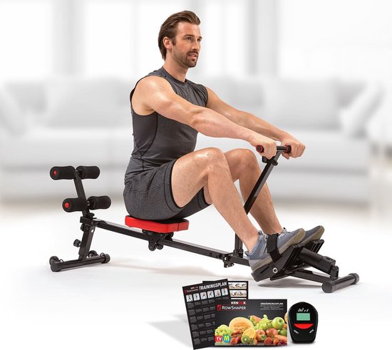 Kendox RowShaper - Roei-apparaat voor thuis - Fitnessapparaat voor cardio- en krachttraining - Fitness Roeiapparaat met LCD Display voor thuistraining - Belastbaar tot 120 kg - Mail Order Edition