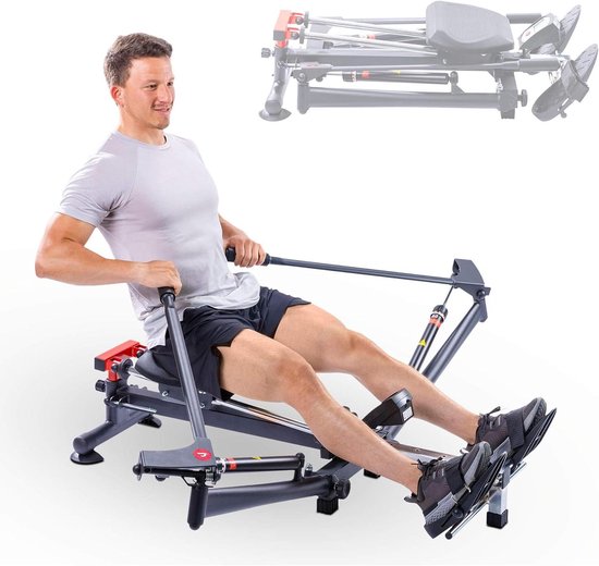 Roeitoestel Inklapbaar - Roeimachine Hometrainer - Full Body Workout - 12 Weerstandsniveaus - Normaal - Zwart