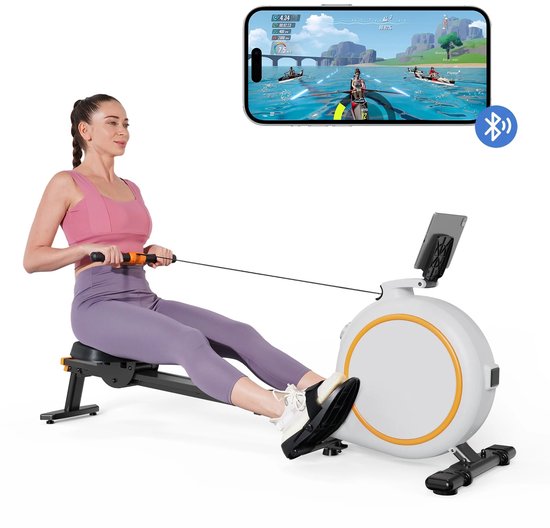 Homezo thuis roeimachine - 32 Weerstandsniveaus - LED display - Tablethouder - Bluetooth - Full body workout - 161,8x46,8x68,6 cm