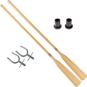 Roeiset - Peddel set - Kajakvaren - Inclusief Dollen en Manchetten - 195 cm - 240 cm - Zwart Hout