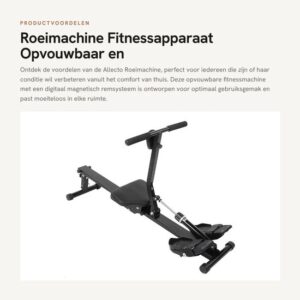 Dailygoods- Roeimachine met Digitaal Magnetisch Remsysteem - Opvouwbare Fitness - Verstelbare Weerstand - Ergonomisch Ontwerp - Belasting 120 kg - Afmetingen 123 x 48 x 65 cm - Fitnessapparaat