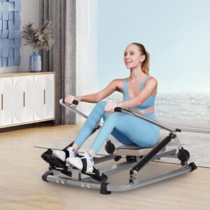 Roeimachine voor thuis - Cardio fitnessapparaat - Full body workout - Inklapbaar en stil - Tot 120 kg - Zilver zwart