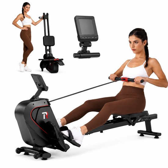 Jurrys Roeitrainer - Roeimachine - Roeitrainer - Fitnessapparaat - Magnetisch - Stil - Opvouwbaar - Zwart - Afmeting 146x37x75cm