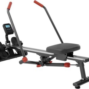 Opvouwbare Roeimachine - Compacte Trainer - Full Body Workout - 12 Weerstandsniveaus - Tot 110 kg - Zwart/Rood